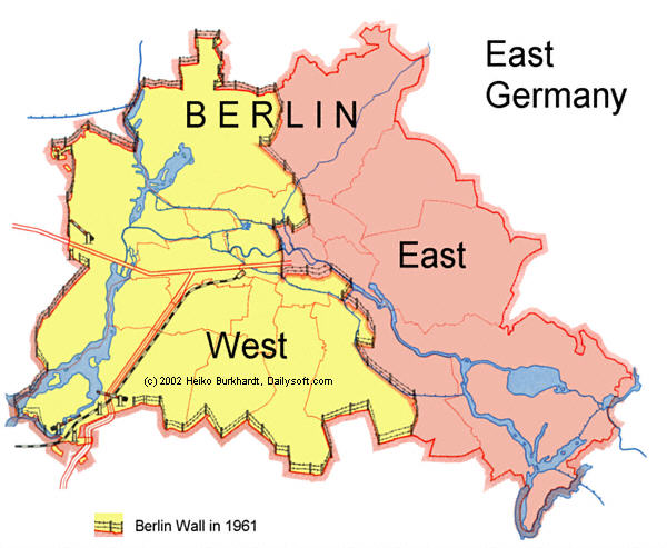 Berlin City Map with Berlin Wall Berlin City Map with Berlin Wall