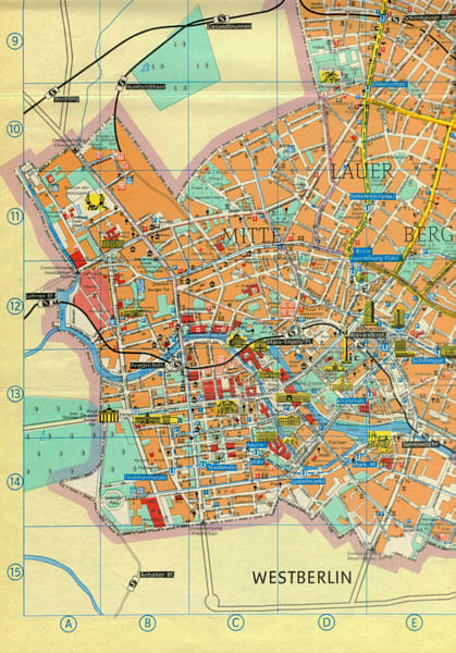 East Berlin City Map With Berlin Wall In 1984