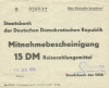 Mitnahmebescheinigung 15 DM